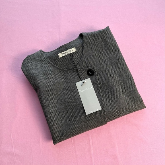 Bemon Toddler Girl Checked Blazer Jacket With Button  Size 7Y - Picture 9 of 9